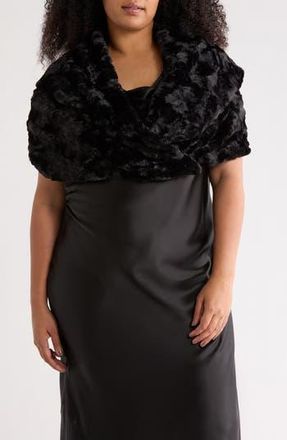 Eliza J Shawl Collar Faux Fur Capelet in Black at Nordstrom Rack, Size 1 X