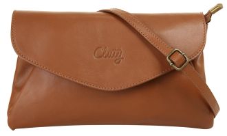 Cluty Abendtasche CLUTY, Damen, Gr. B/H/T: 31cm x 18cm x 6cm onesize, braun (cognac), Leder, beschichtet, Taschen Abendtasche, echt Leder, Made in Italy