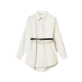 Twinset Camisa de Popelina con Cintur&oacute;n Extra&iacute;ble - Blouses & Shirts - Mujer - Blanco - S