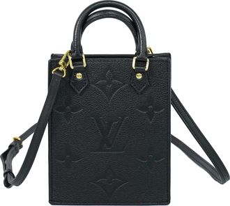 Louis Vuitton Petit Sac Plat Monogram Empreinte Giant Black Leather Handbag (Pre-Owned)