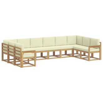 vidaXL Conjunto De Sof&aacute;s De Exterior Con Coj&iacute;n 10 Pcs Blanco Y Crema Vidaxl