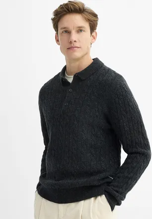 Lindbergh Mens Ribs and twisted cable Polo Shirt