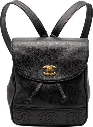 Chanel Black Caviar Triple CC Backpack