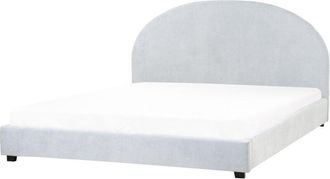 Beliani Beliani - Cama Con Somier Minimalista De Tela 180 X 200 Cm Azul Claro Vaucluse