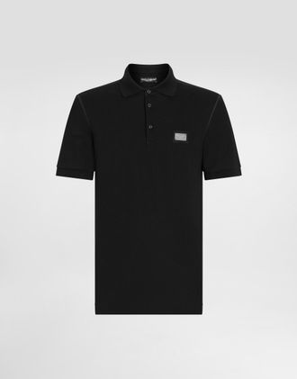 Dolce & Gabbana Cotton Piqu&eacute; Polo-shirt With Branded Tag - Man T-shirts And Polos Black 48