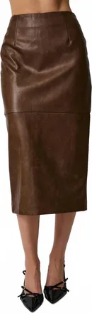 Le Lis Blanc Deux Alice Leather Skirt In Brown