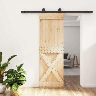 vidaXL Vidaxl - Puerta Corredera Con Herrajes Madera Maciza De Pino 70x210 Cm