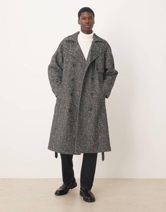 Asos Cappotto super oversize effetto lana nero