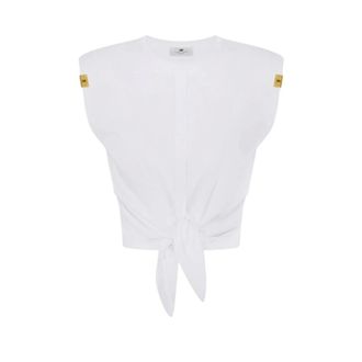 Elisabetta Franchi Dames, Tops, Wit, Maat: XL Katoen