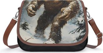 Generic Angry Bigfoot Snowstorm Small Womens Crossbody Bags Shoulder Handbag with Adjustable Strap for Travel