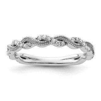 Diamond2Deal 14k White Gold Lab Grown Diamond Wedding Band Ring 0.16Ct Clarity- VS Color- G-H
