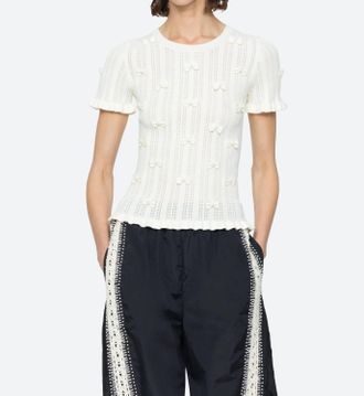 Sea New York Alberta Pearl Knit Top In Cream