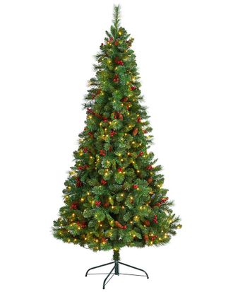 Nearly Natural 7ft Flat Back Montreal Mountain Pine Artificial Christmas Tree