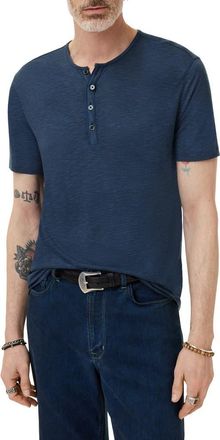 John Varvatos Biello Slim Fit Henley Top in Pacific Blue at Nordstrom, Size X-Large