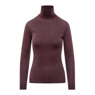 Elisabetta Franchi Turtlenecks, female, Brown, Size: L Wool-Blend Turtleneck Sweater