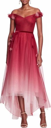 Marchesa Off The Shoulder Ombre Gown In Rose