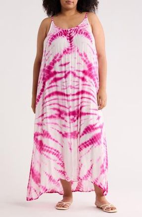 Boho Me Tie Dye Cover-Up Dress in Magenta at Nordstrom Rack, Size 1X