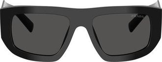 Prada 53mm Irregular Sunglasses in Black /Dark Grey at Nordstrom