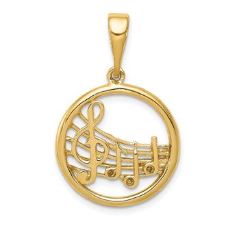 Diamond2Deal 10k Yellow Gold Polished Musical Notes Pendant