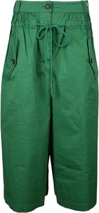 Semicouture Katoen Elastaan Broek - Dames - Korte Broeken - Groen - S - Katoen - Korte Broeken