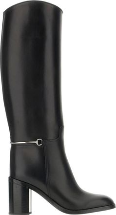 Gucci Slim Horsebit Laarzen - Dames - Schoenen - Zwart - Maat: 41 EU Leer