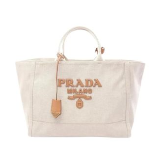 Prada Pre-owned Tote Bags, female, Beige, Size: ONE SIZE Pre-owned Vintage Canvas Tote Bag