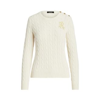 Ralph Lauren Round-neck Knitwear, female, Beige, Size: XL Montiva Sweater