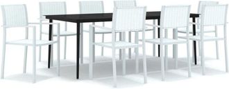 vidaXL 9 Piece Garden Dining Set White Vidaxl