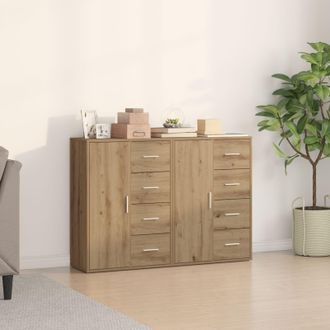 Berkfield Home Sideboard Set of 2 Artisan Oak MDF, Particle board Large Buffet in Brown