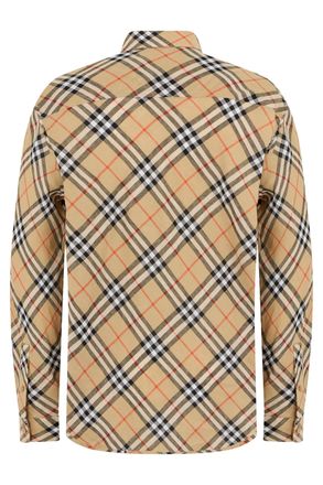 Burberry Mens Shirt Checked Linen Beige