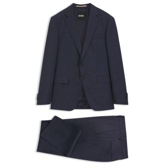 BOSS Three-piece slim-fit suit in virgin-wool serge