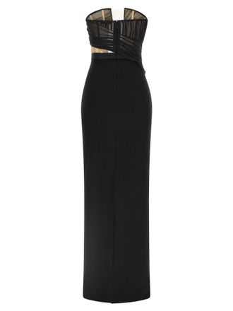 Nensi Dojaka Corsetted Draped Maxi Dress - Black