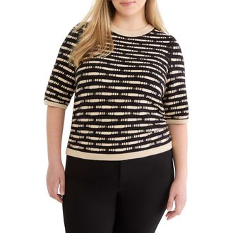 Nic+Zoe Atelier Short Sleeve Sweater in Black Multi at Nordstrom, Size 1 X