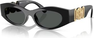 Versace 0ve4480u Elongated Oval Sunglasses with Gold Medallion Accents