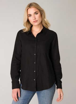 Base Level Hemdbluse BASE LEVEL Yael, Damen, Gr. 36, schwarz, Single Jersey, Obermaterial: 55% Leinen, 45% Viskose, regular fit normal, Blusen Hemdbluse