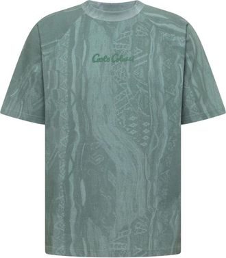 Carlo Colucci T-shirt met all-over print - Heren - T-shirts - Groen - L - Katoen - Tops