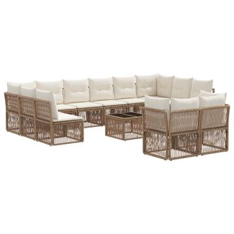 vidaXL Conjunto De Sof&aacute;s De Jard&iacute;n 13 Pcs Beige Rat&aacute;n Sint&eacute;tico Vidaxl