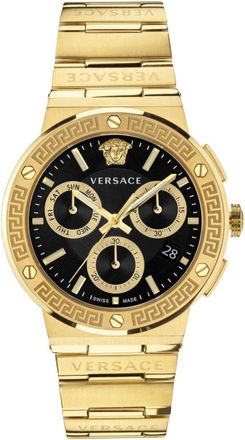 Versace Greca Logo CHR - Heren - Horloges - Geel - ONE Size - Accessoires
