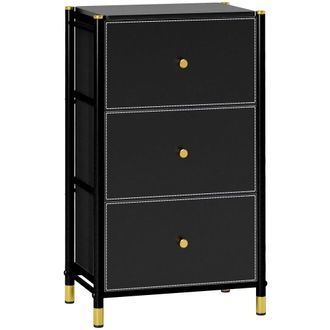 HOMCOM Chest Of Drawers With 3 Drawers For Bedroom - Living Room - Black | TJ Hughes