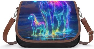 Generic Glowing Horse Small Womens Crossbody Bags Shoulder Handbag with Adjustable Strap for Travel