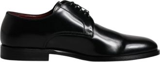Dolce & Gabbana Black Calfskin Leather Derby Lace Up Formal Dress Mens Shoes