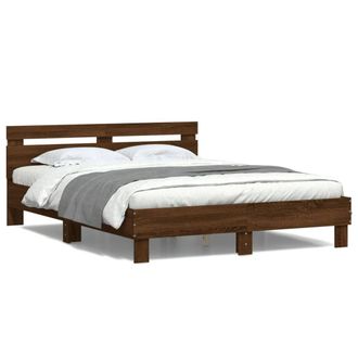 Berkfield Home Bed Frame with LED without Mattress Brown Oak 150x200 cm King Size