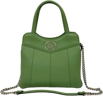 Gucci Pre-owned Handbags, female, Green, Size: ONE SIZE Pre-owned Structured Leather Top Handle Bag