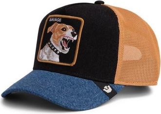 Goorin Brothers Savage Dawg Patch Denim Snapback Trucker Hat in Black Denim at Nordstrom