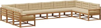 vidaXL Conjunto De Sof&aacute;s De Exterior 10 Uds. Natural Y Beige Vidaxl