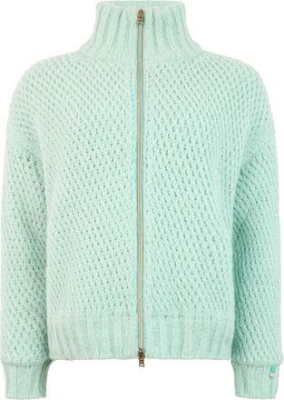 Herno Cardigan met centrale rits - Dames - Vesten - Groen - L - Wol - Truien & Vesten