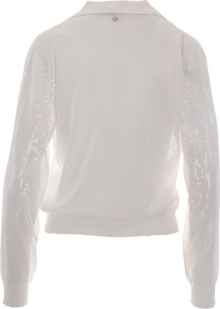 Liu Jo Womens Knit Top White Sequins Wool Viscose Polyamide Tops