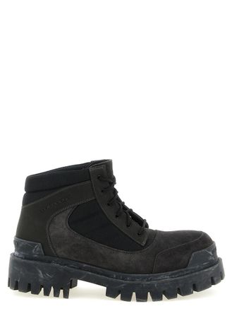 Balenciaga Brown Solid Lace Up Boots