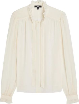 Paige ruffled-collar tie-detail blouse - Neutrals