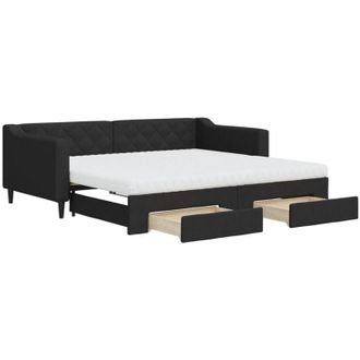 vidaXL Vidaxl - Sof&aacute; Cama Nido Con Cajones Tela Negro 90x190 Cm